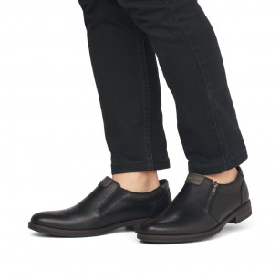 Мъжки кожени обувки без връзки Rieker Antistress черни 10351-00
